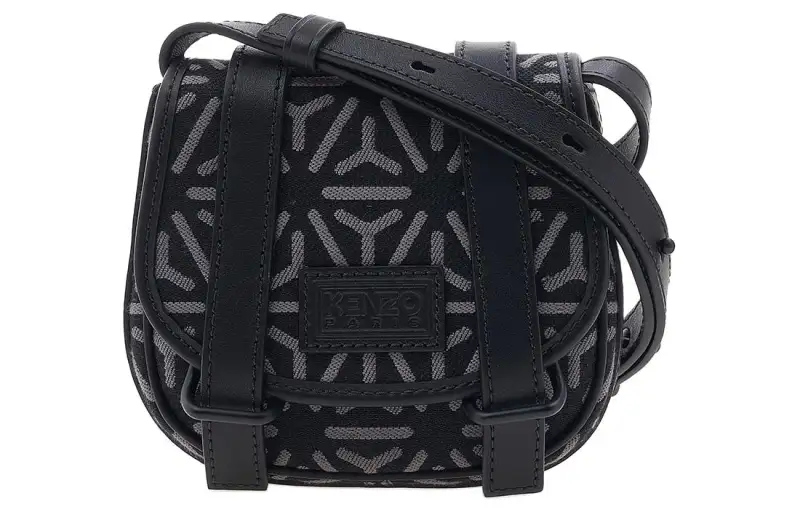 KENZO Polyester With Cow Leather Shoulder Bag, Crossbody Bag Men's Black