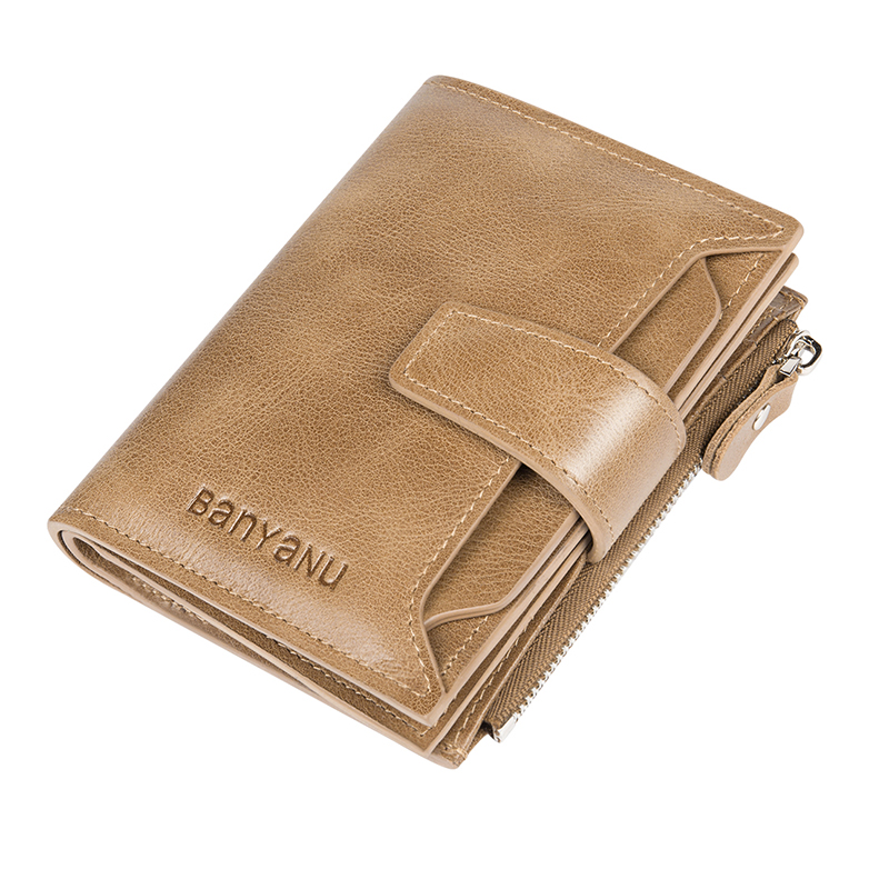 BANYANU Cow Leather Card Holder, Wallet Regular Men's Khaki/Coffee/Black/Blue