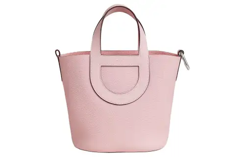 HERMES In The Loop Taurillon Clemence Bullhide With Swift Leather Bucket Bag Handbag Women's Cherry Blossom Pink