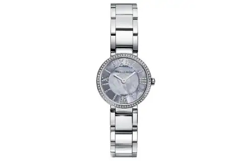 TIFFANY & CO. Atlas® Wrist Watches Quartz Movement Stainless Steel Strap 24mm Gray Dial Women's Watch