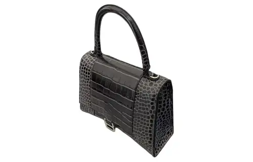 Balenciaga Hourglass Leather Hourglass Bag, Shoulder Bag, Crossbody Bag, Handbag Women's Black