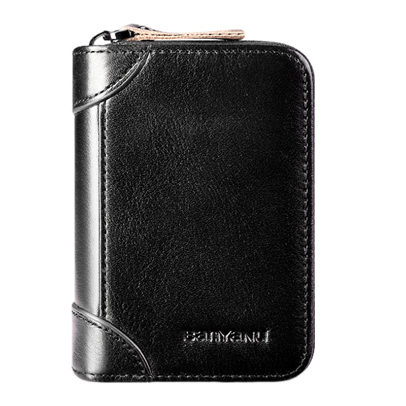 BANYANU Cow Leather Card Holder Regular Unisex Black/Coffee/Red/Purple/Yellow Brown/Blue Gray