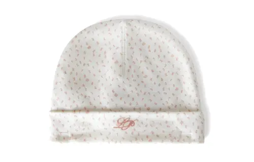 Loro Piana Letter Print Cotton Beanies Baby White