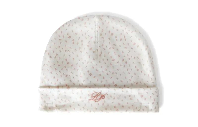 Loro Piana Letter Print Cotton Beanies Baby White