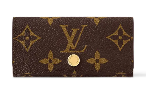 LOUIS VUITTON Monogram Canvas Key Pouch Women's Brown & Blue
