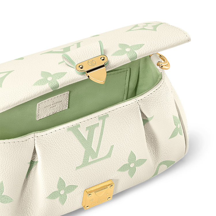 Женская сумка Louis Vuitton Favorite (кремово-белая с зеленым) — фото 6