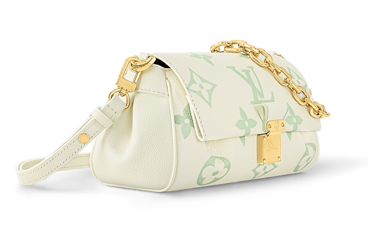 Женская сумка Louis Vuitton Favorite (кремово-белая с зеленым) — фото 2