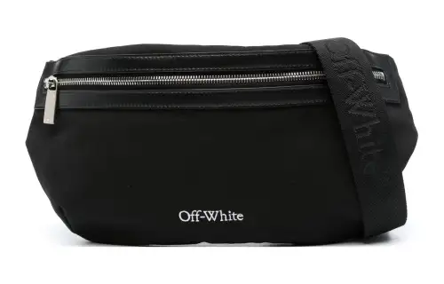 OFF WHITE Cotton Sling Bag One Shoulder Crossbody Fanny Pack Men's Black