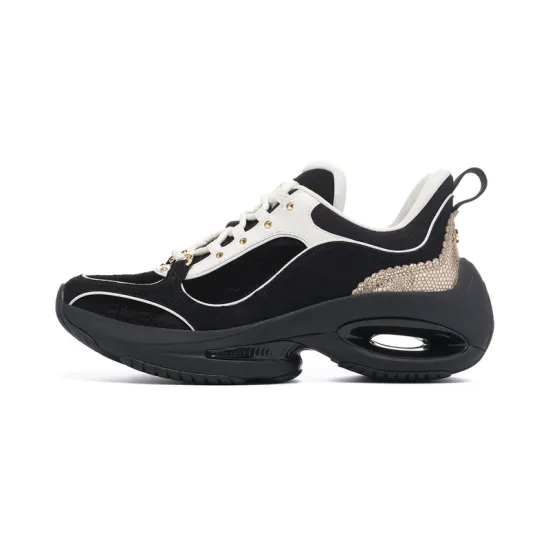 LI-NING 1990 Heart Dance Casual Shoes Women's Low-Top Black/Light Gold/Ecru
