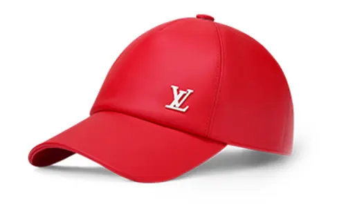 LOUIS VUITTON Monogram Cow Leather, Metal Baseball Caps Men's Red