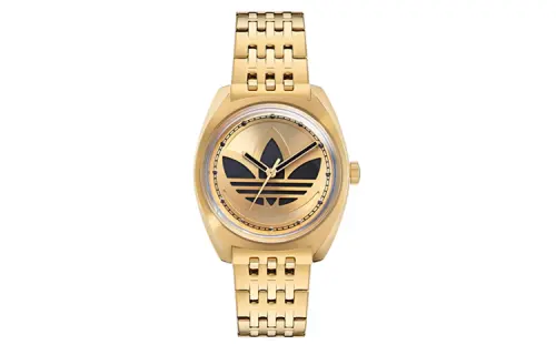 Adidas Originals Wrist Watches Quartz Movement Stainless Steel Strap Gold Dial Unisex ['50', 149262]m Waterproof
