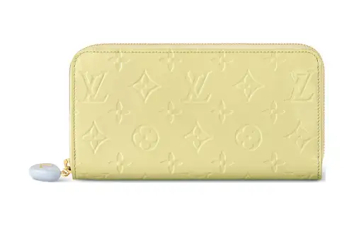LOUIS VUITTON Zippy Embossed Leather Wallet Women's Yellow