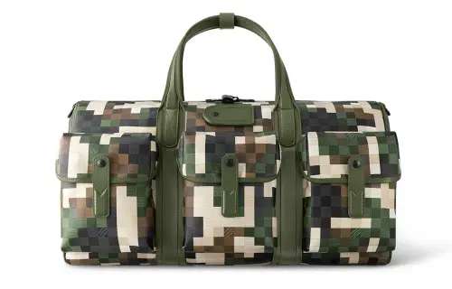 LOUIS VUITTON Keepall Canvas Shoulder Bag, Crossbody Bag, Handbag 55 Men's Camouflage