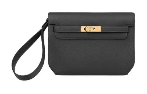 HERMES Kelly Depeches Togo Calfskin Clutch Men's 89 Noir Black