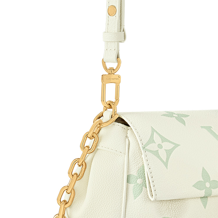 Женская сумка Louis Vuitton Favorite (кремово-белая с зеленым) — фото 5