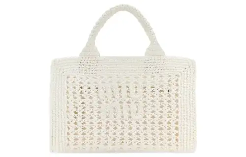 MIU MIU Fabric Crossbody Handbag Women's White