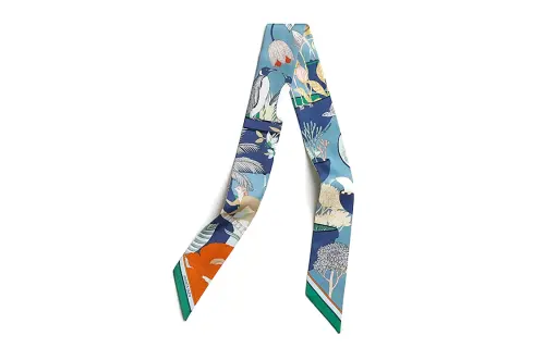 HERMES Silk Scarves Women's Blue