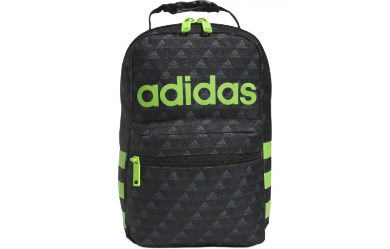 Adidas Recycled Polyester Lunch Bag Storage Bag Men's Black & Semi Gloss Green