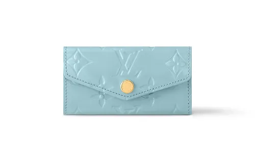 LOUIS VUITTON Zippy Monogram Vernis Embossed Leather Key Pouch Women's Sky Blue
