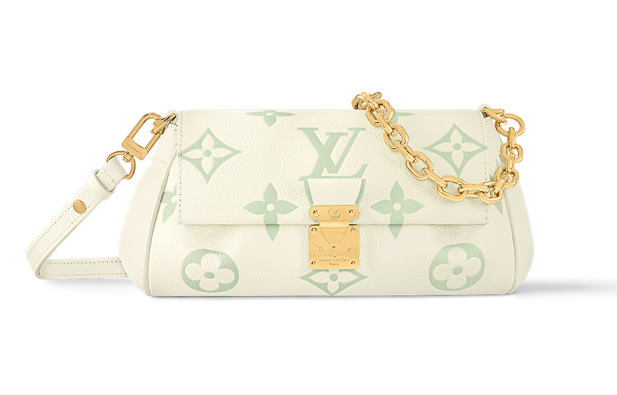Женская сумка Louis Vuitton Favorite (кремово-белая с зеленым)
