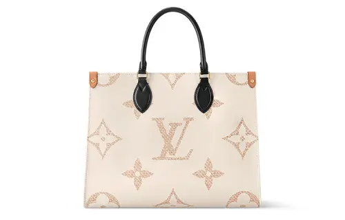 LOUIS VUITTON ONTHEGO Cow Leather Jungle Bag, Tote Bag, Shopping Bag, Handbag Medium Women's Beige