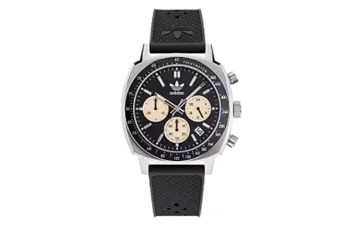 Adidas Originals Wrist Watches Quartz Movement Rubber Strap 44mm Black Dial Unisex ['100', 301050]m Waterproof