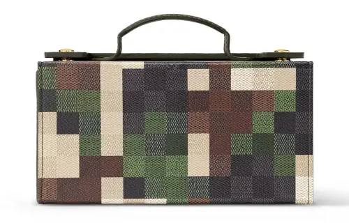 LOUIS VUITTON Coated Canvas With Leather Shoe Care Kit Storage Box Men's Green
