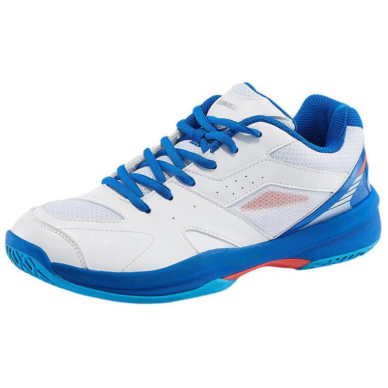 Kawasaki Kawasaki Chasing Wind Series shock-absorbing, non-slip, wear-resistant, low-top badminton shoes, same style for men and women, white and blue