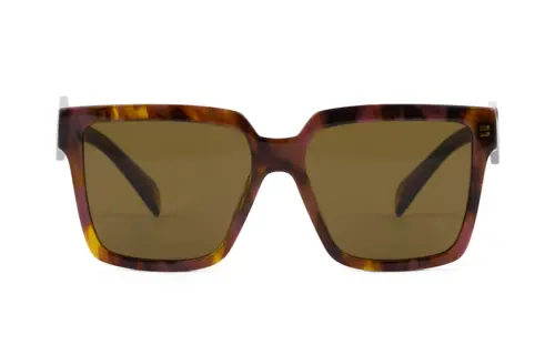PRADA Acetate Irregular Shape Sunglasses Women's Brown