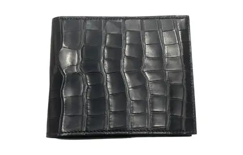 HERMES MC² COPERNIC Matte Crocodile Leather Wallet Men's 89 Noir Black