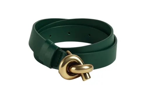 Bottega Veneta Cow Leather Belts Women's Green Width 2cm