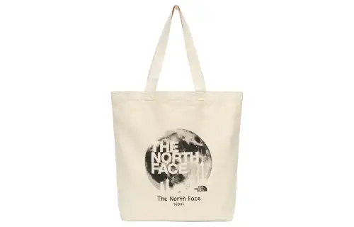 THE NORTH FACE 18L Patterned Print Tote Bag, Shopping Bag, Shoulder Bag, Handbag, Outdoor Bag Cotton Cream White Unisex