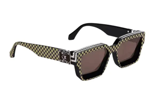 LOUIS VUITTON Acetate Irregular Shape Sunglasses Men's Black/Umber