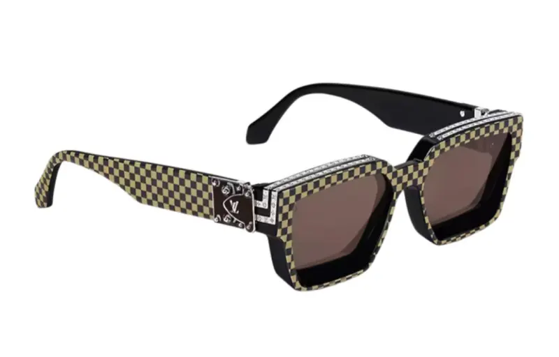 LOUIS VUITTON Acetate Irregular Shape Sunglasses Men's Black/Umber