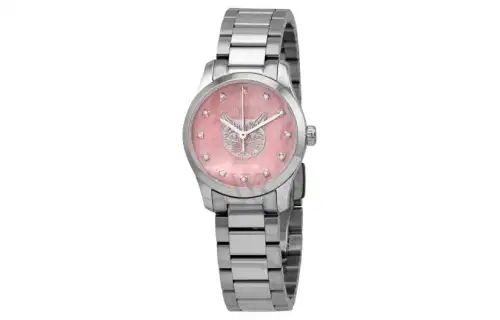 GUCCI Wrist Watches Quartz Movement Stainless Steel Strap Pink Watch Dial Women's Watch ['50', 149262]m Waterproof