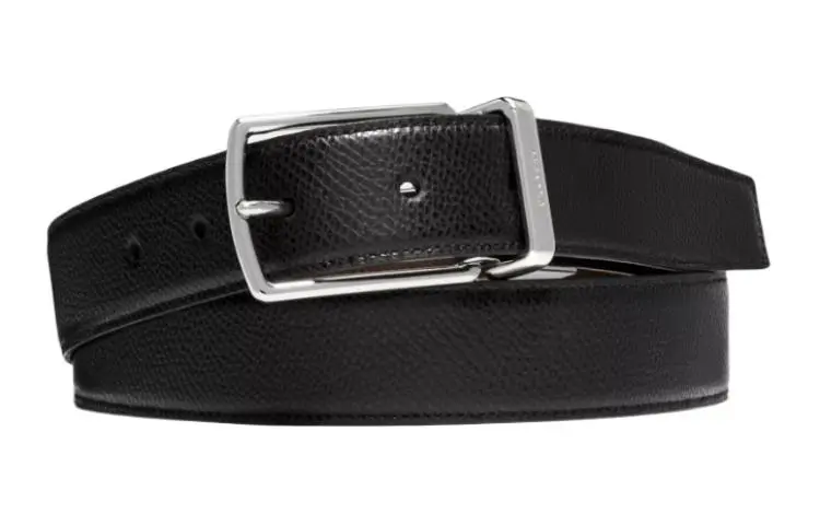 COACH Leather Belts Men's Black Width 3cm