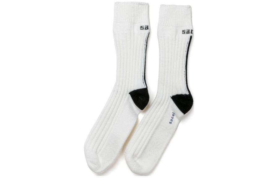 Sacai Back Line Rib Socks Crew Socks Men's White