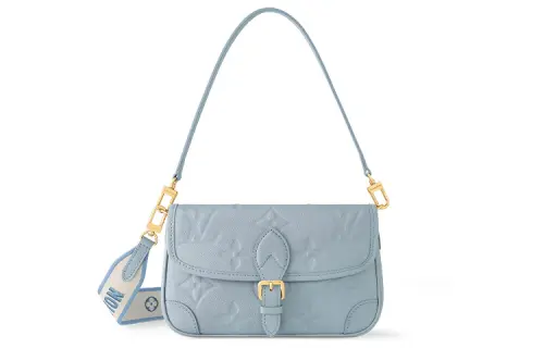 LOUIS VUITTON Diane Detachable Strap Embossed Grain Cow Leather French Baguette Handbag, Shoulder Bag, Crossbody Bag