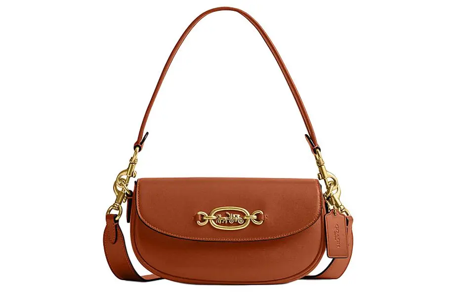 COACH Harley Cow Leather Saddle Bag Handbag, Shoulder Bag Medium Women's Brown