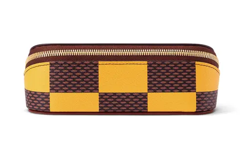 LOUIS VUITTON Damier Pop Canvas With Leather Storage Bag Eyeglass Pouch Medium Women's Yellow