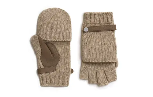 HERMES Knit Gloves Women's Camel