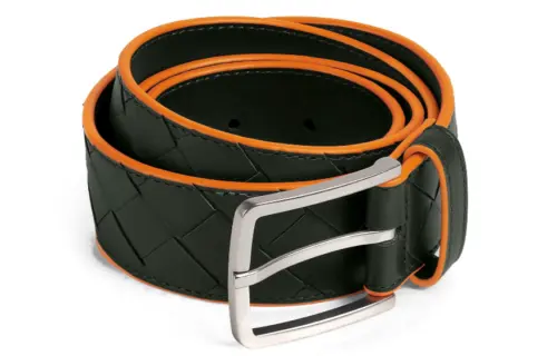 Bottega Veneta Cow Leather Belts Men's Dark Green Width 3.5cm