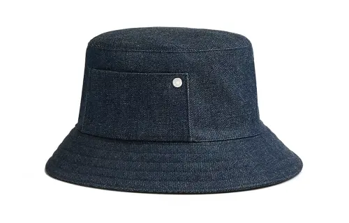 HERMES Cotton Bucket Hats Women's Dark Blue