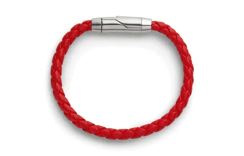 Bottega Veneta 925 Sterling Silver, 18K Gold, Leather Wristbands Men's Red