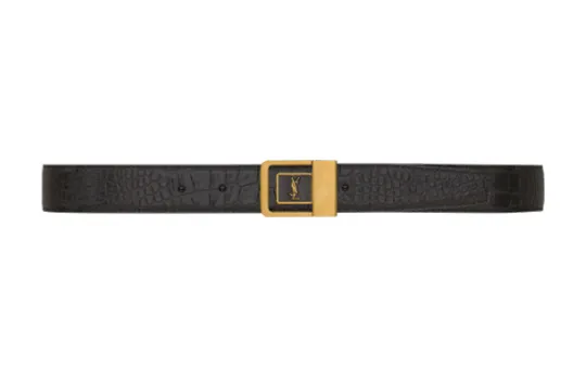 SAINT LAURENT Leather Belts Women's Black Width 3cm