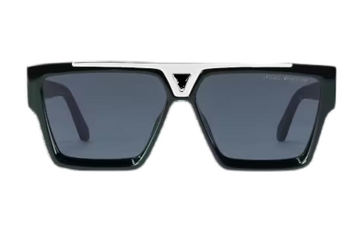 LOUIS VUITTON Metal Acetate Irregular Shape Sunglasses Men's Black