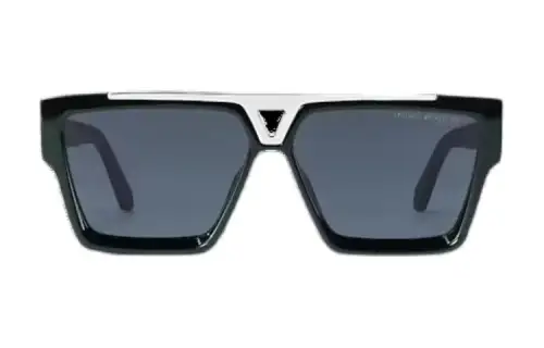 LOUIS VUITTON Metal Acetate Irregular Shape Sunglasses Men's Black