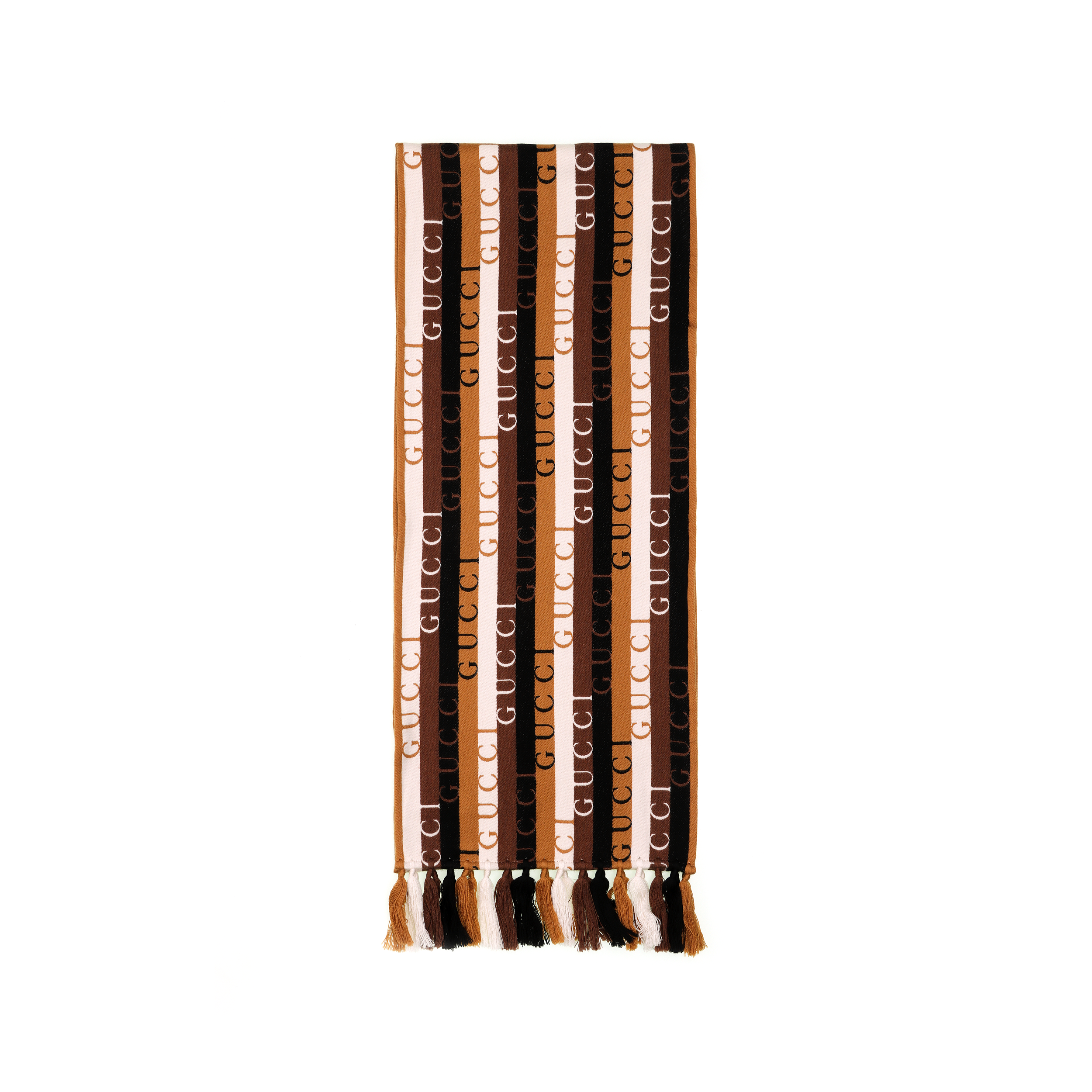 Шарф Gucci Striped Wool Scarf (коричневый)