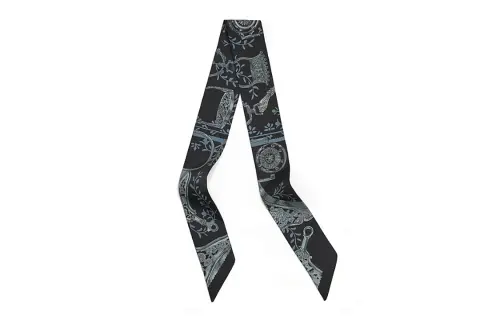 HERMES Silk Scarves Men's Black