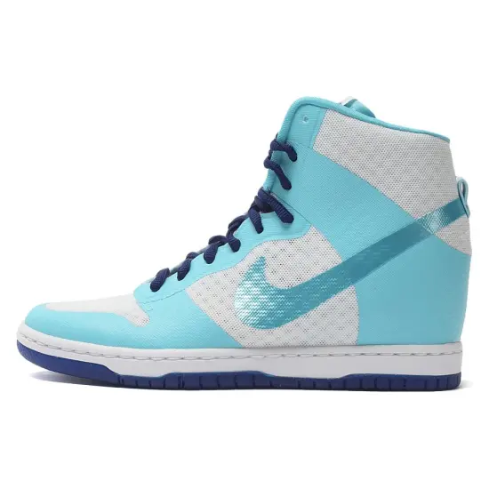 Nike Dunk High Skateboarding Shoes Women's High-top White/Royal Blue